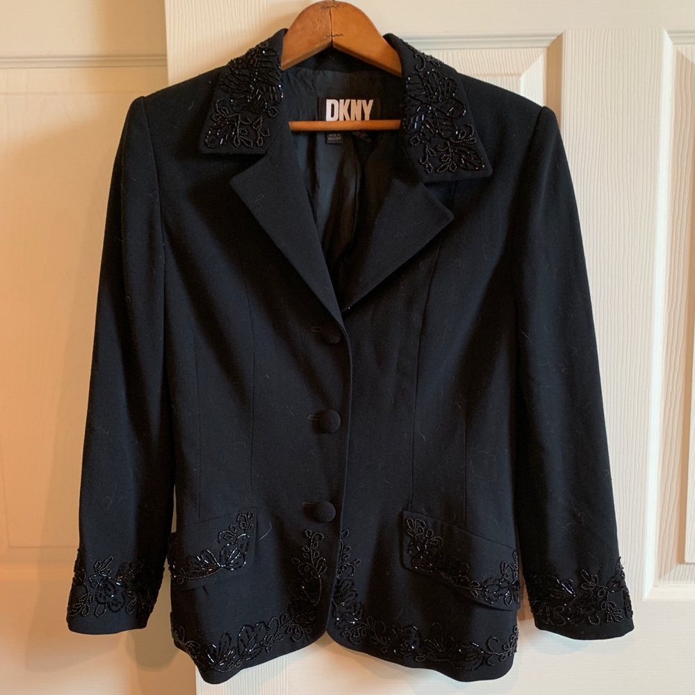 DKNY black beaded blazer